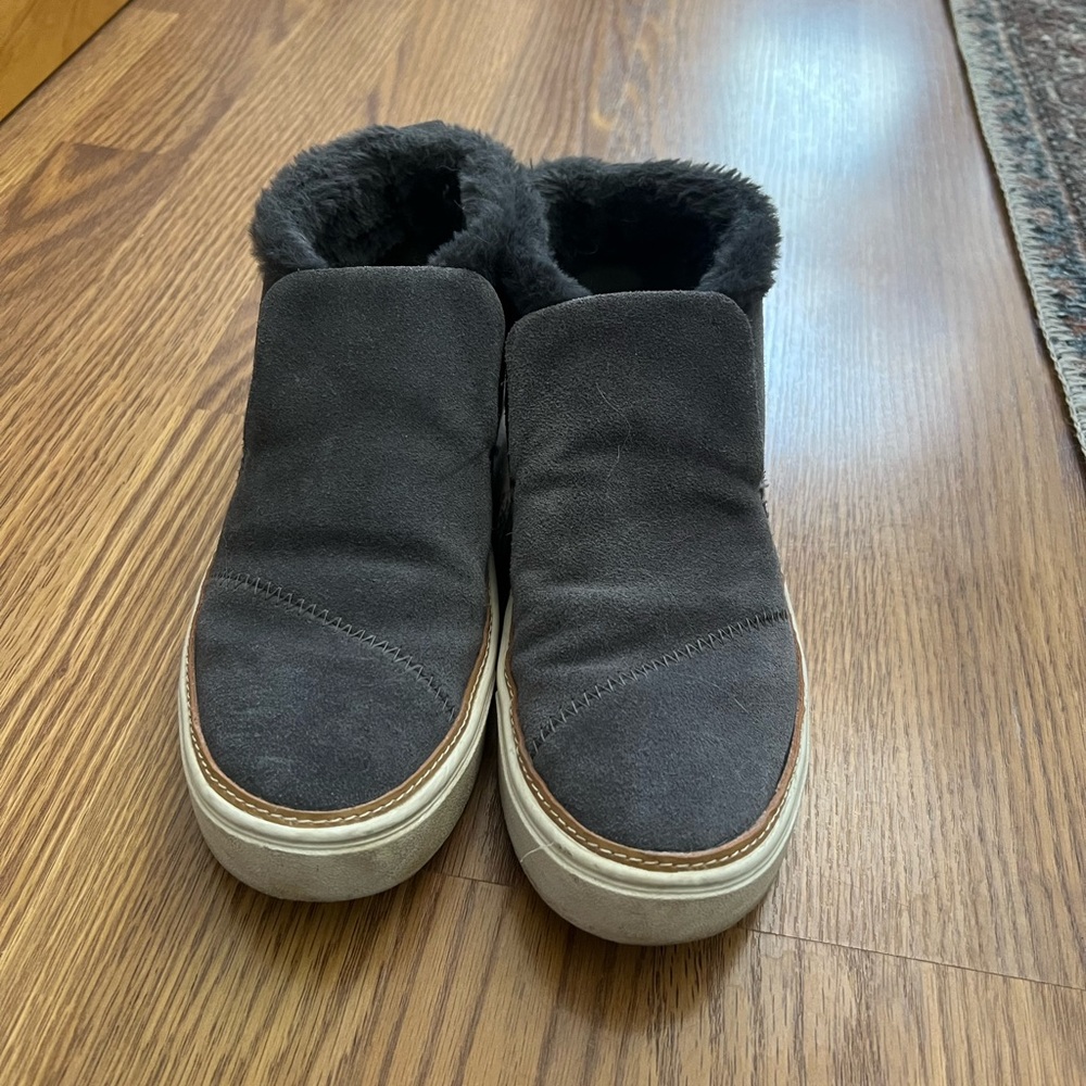 Black Suede Fur-Lined Slip-On Sneakers